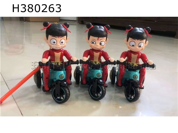 Electric tricycle Nezha with action lanterns mixed with three expressions