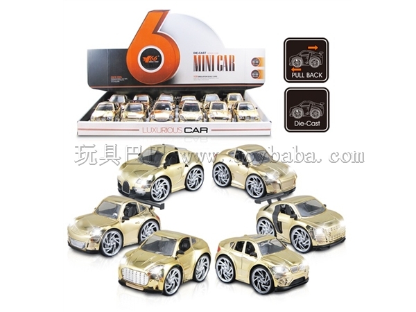 1: 28q gold-plated alloy recoil car with light and music