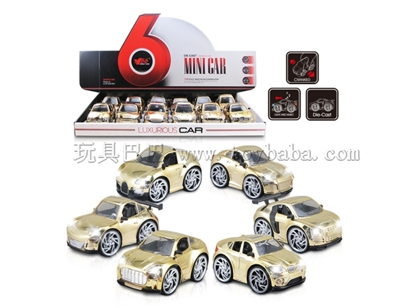 1: 28q version gold-plated alloy car with 6 mixed packages of induction, hand shaking, light and music
