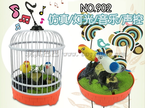 Manufacturer direct selling dome simulation light music voice controlled bird cage electric voice controlled bird hot se