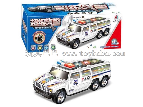 Electric lifting 360 degree rotating extended Hummer police car with light and music