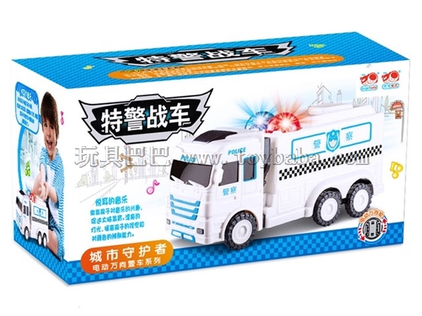 Electric universal special police chariot with colorful star lights music (Chinese)