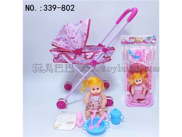Iron cart + female doll + 6-Piece set