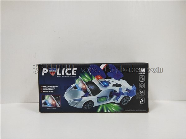 Electric light music door opening universal police car (white)