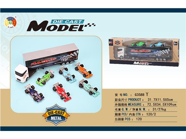 Alloy simulation series container is equipped with 2 alloy F1 cars (window box)