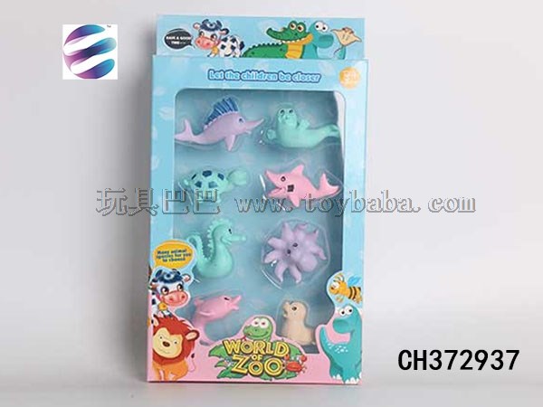 Cartoon colorless small marine animal set simulation animal model toy