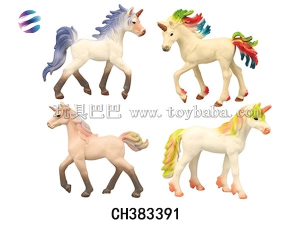 Unicorn toy simulation horse model toy 4 types of combined decoration toys 24 pieces a display box