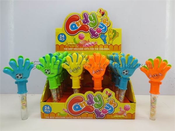 Hand on candy toys