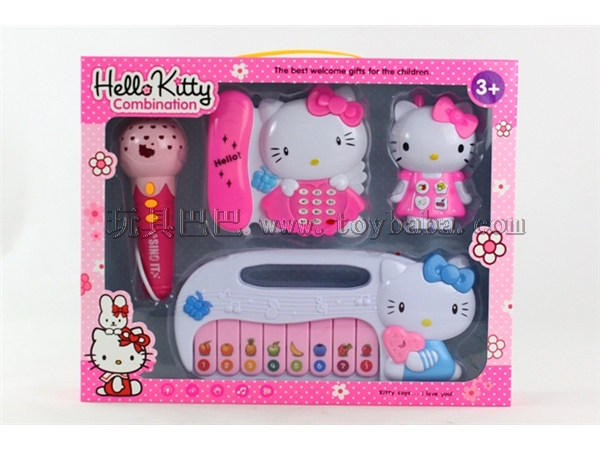 Hello Kitty four in one suit (microphone, telephone, piano, mobile phone)