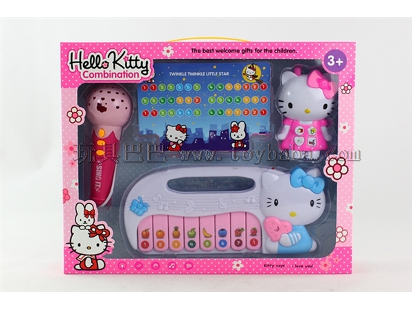 Hello Kitty three in one suit (microphone, mobile phone, piano with music)