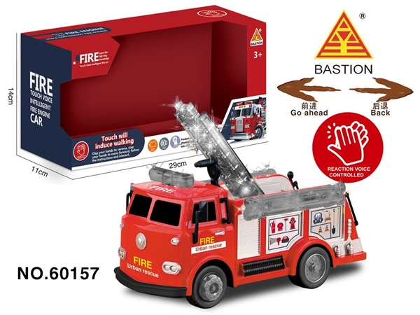 Intelligent touch fire truck with light and music 3AA package