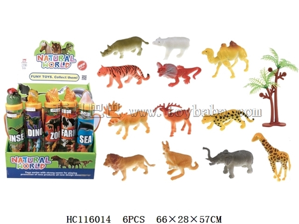 12 2.5-inch animals + 1 coconut tree (20 small cylinders / box, environmental protection))