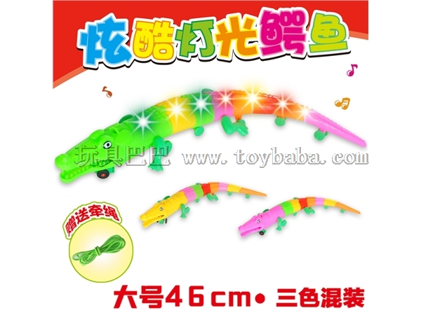 Hot selling new traction rope electric light music universal crocodile crawling simulation crocodile Chenghai toy stall 