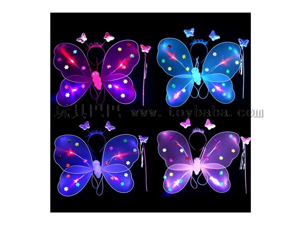 Manufacturers selling single luminous butterfly wings three-piece hairpin fairy wand