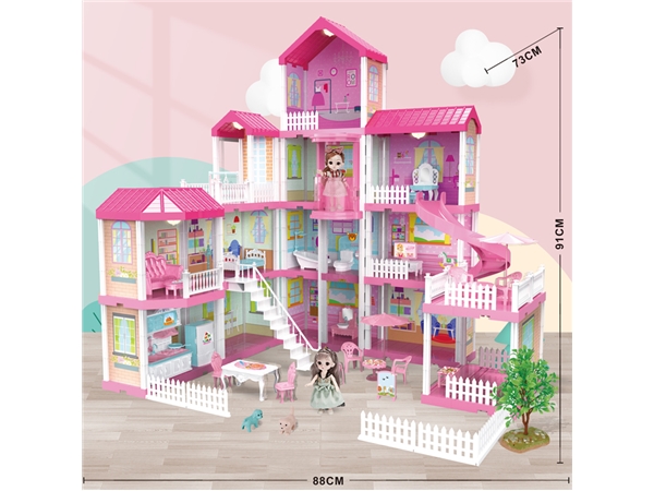 Self installed villa with light + 6-inch Barbie 2 family toys self installed educational toys