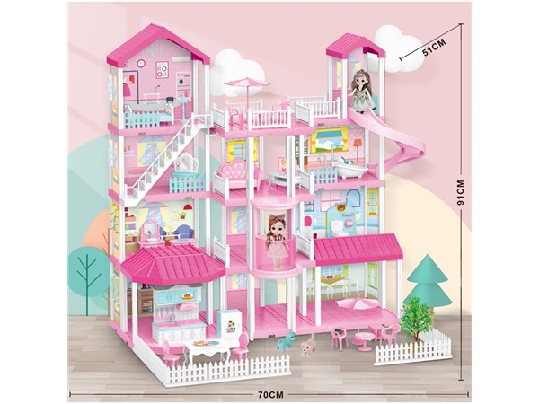Self installed villa + 6-inch Barbie 2 family toys self installed toys