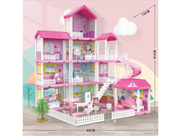Self installed villa + 6-inch Barbie 2 family toys self installed toys