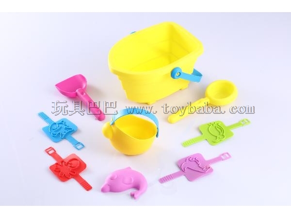 Beach toy boat bucket sand digging Toy Set + 8 pieces (2-color mixed package)