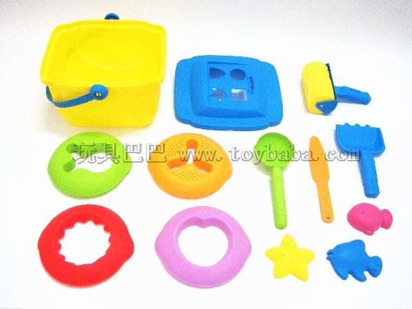 Beach set toys square bucket sand digging and water playing toys + 11 pack