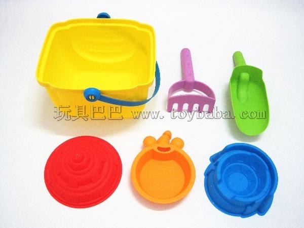 Beach Toy bucket sand digging Set + 5 pieces (2-color mixed package)
