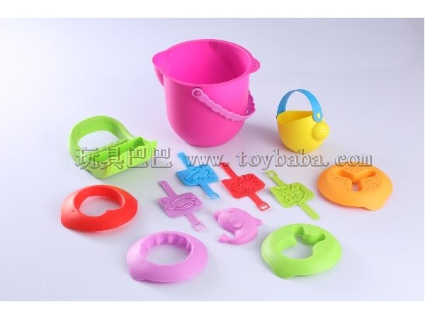 Summer children’s beach toys water and sand bucket Toy Set + 11 pack (2-color mixed pack)