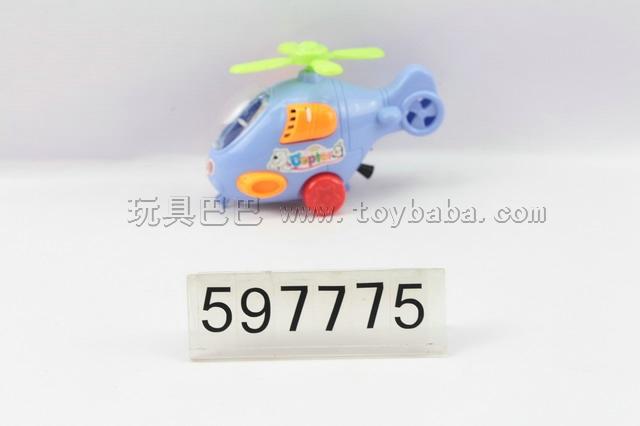 Pull cartoon helicopter with light and music 4COLORS