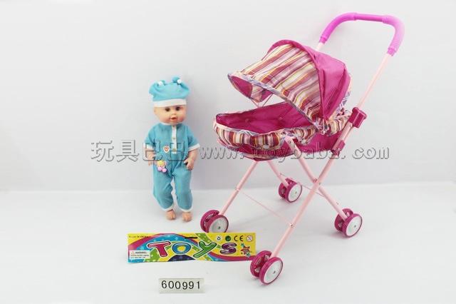Iron stroller with living eyes hollow male doll with IC