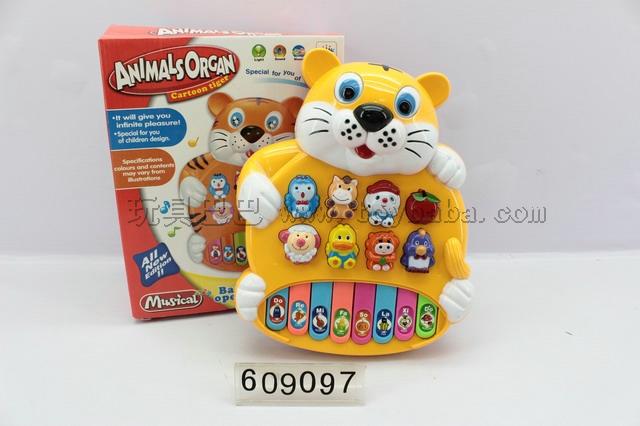 English/Spanish cartoon tiger educational electronic organ with light and sound of music