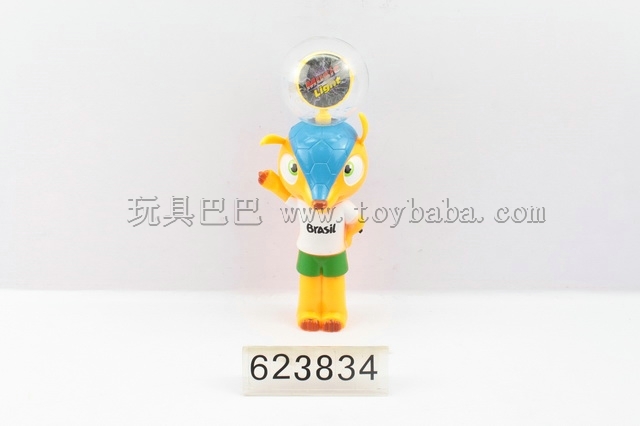 Electric World Cup mascot flash to turn the ball