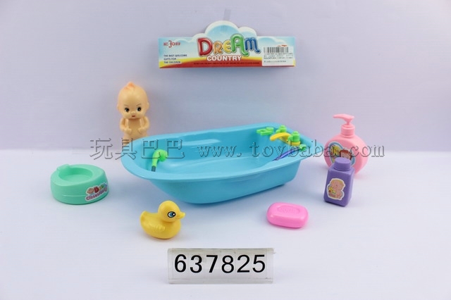 Baby bath tray + small doll set / 2COLORS