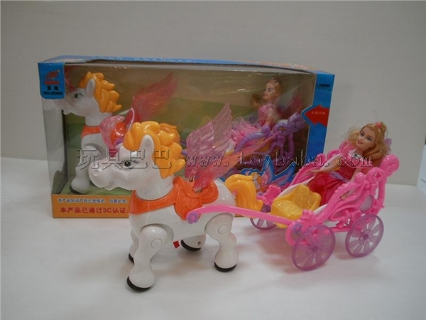 Electric Princess carriage with light and music / Red Purple / Chinese Package