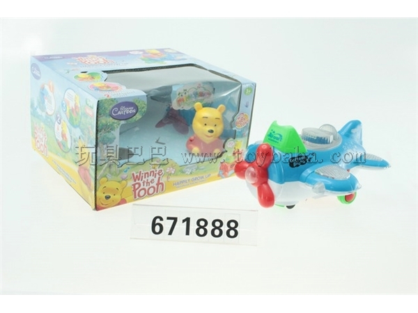 Electric cartoon winnie the pooh plane strip light music/three colors red, blue and green
