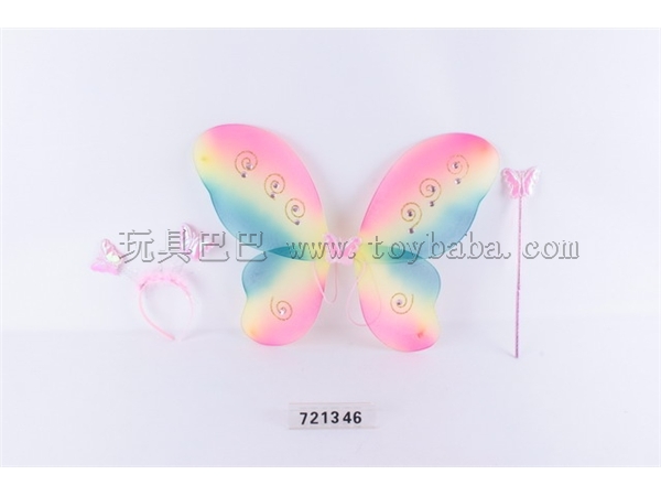 Colorful butterfly wings + angel stick + hairpin