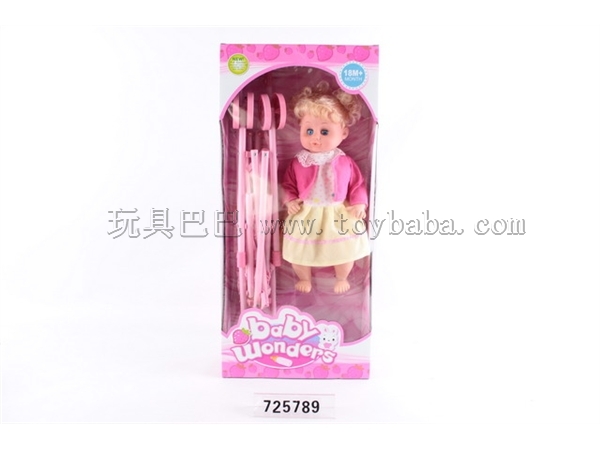 6 inch plastic baby cart with hollow eyes girl with IC