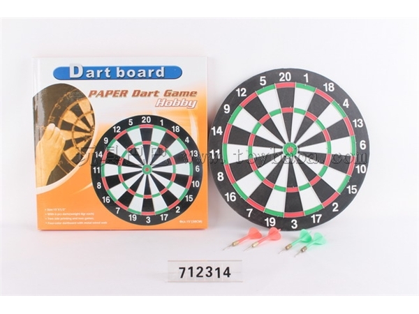 15 inch wooden dart target (with 6 darts)