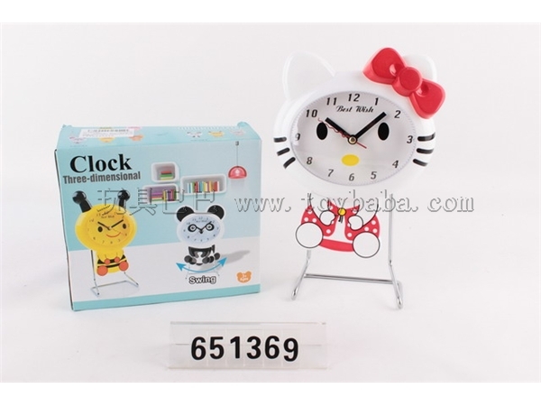 Cartoon KT cat swing iron stand clock