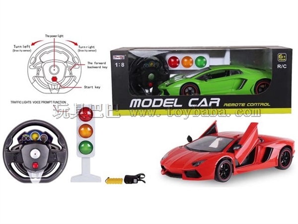 1:8 four-way steering wheel remote control a vehicle lamp (packet electricity/hand to open the door)