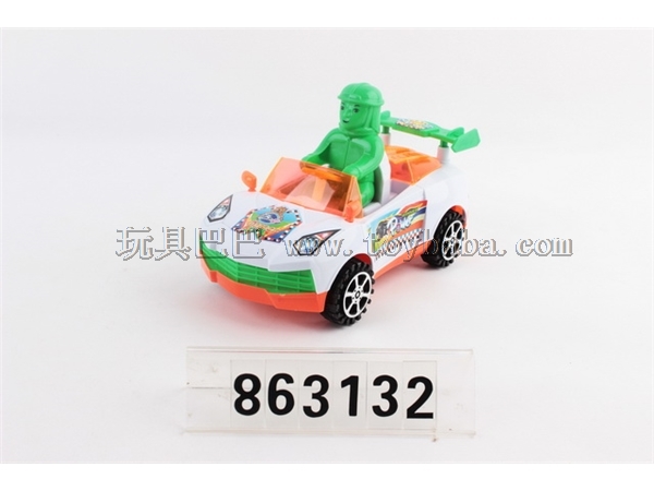 Pull line cartoon car with bell / 3-color hybrid