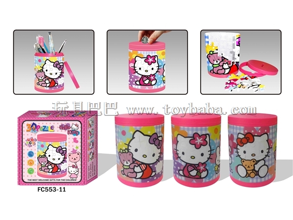 3 d cylinder three-dimensional jigsaw puzzle Happy Kitty