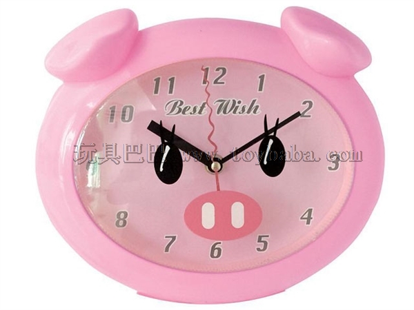 Pink pig cartoon wall clock