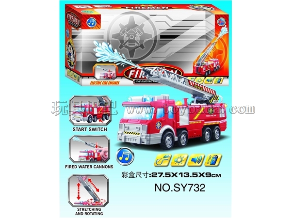 Electric universal sprinkler fire truck with light and music