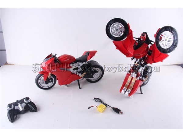 1: 14 motorcycle deformation + small remote control (2.4G) power pack with light