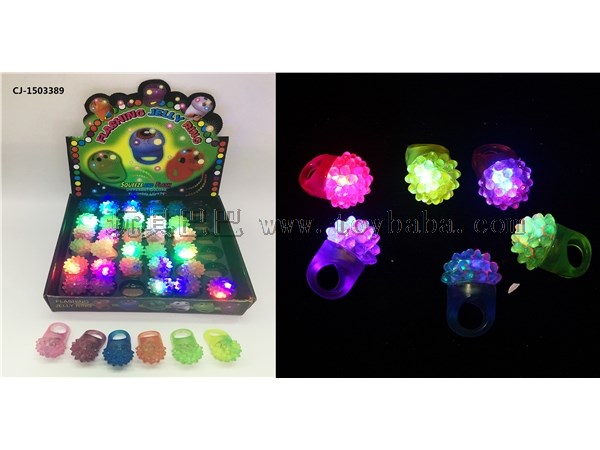 Flash soft rubber thorn ball ring luminous ring foreign trade hot selling cartoon cute flash ring wechat business small 