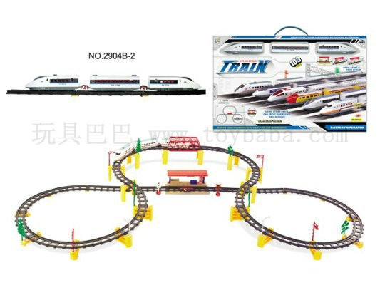 Electric rail train with Bridges and subway station