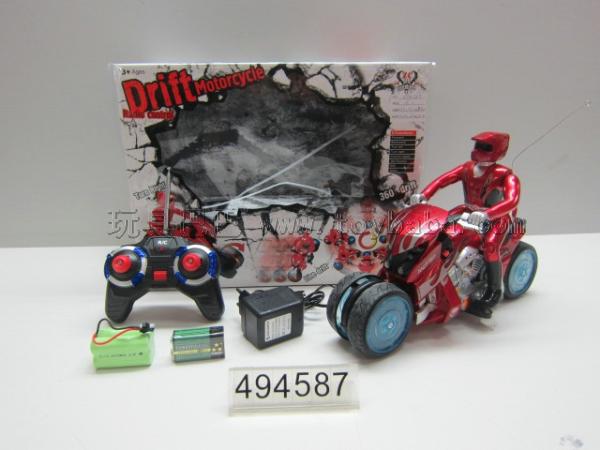 Remote control 7-way rotary stunt drift motorcycle (red color)