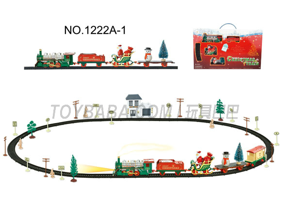 Christmas electric rail train with waiting building (49 PCS, with the lights)