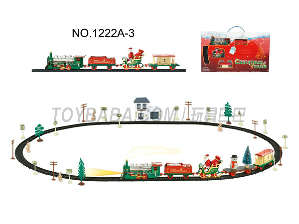 Christmas electric rail train with waiting building (49 PCS, with the lights)