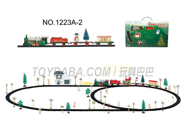 Christmas electric rail train with waiting building (72 PCS, with lights)