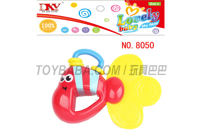 8050 Feibao baby ring bell baby toy ring bell toy fitness rack toy tooth glue toy baby toy baby ring QQ fish