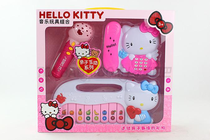 Hello Kitty three in one package in Chinese (microphone, telephone, music piano)